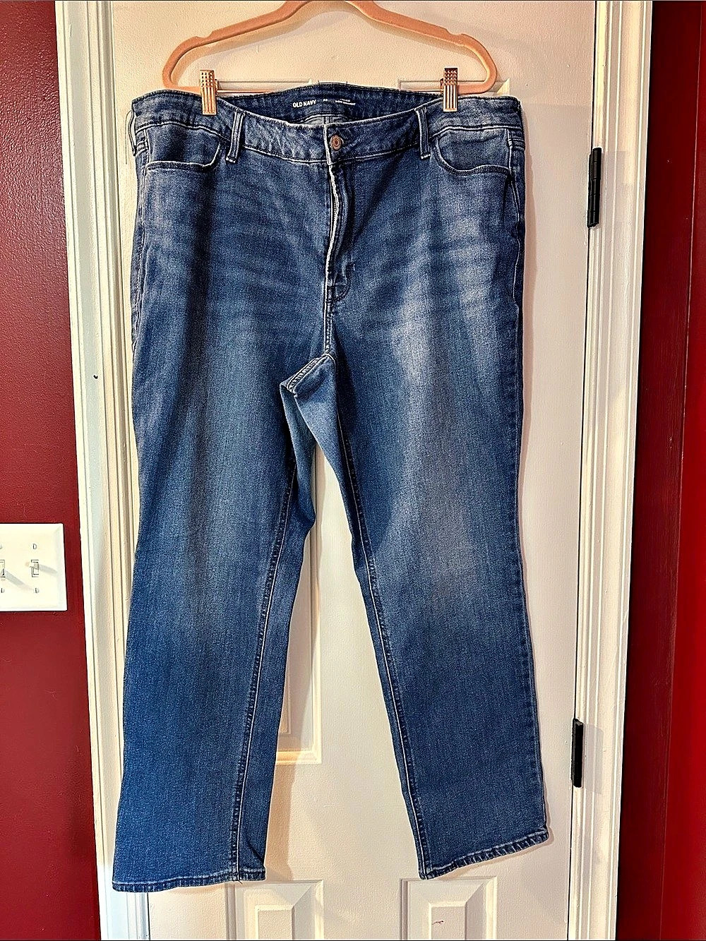 Old Navy High-Waisted Wow Straight Jeans Blue Waist 22